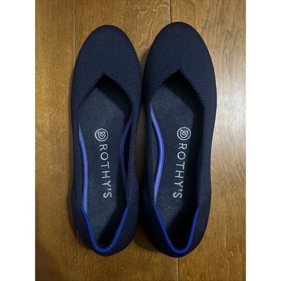 ROTHY’S The Flat Maritime Size 7 Navy Blue Round Toe Ballet Slip On Preppy - Picture 2 of 8